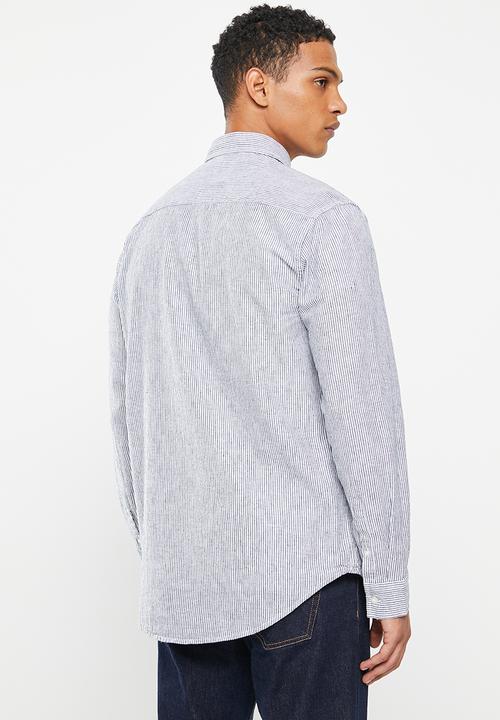 Selected Homme - Regular maximus linen shirt - dark saphire white