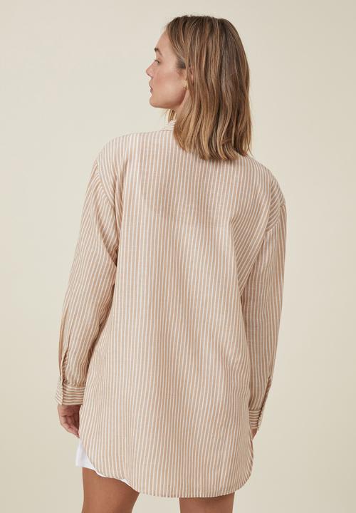 Cotton On - Airley stripe shirt - brown/white stripe