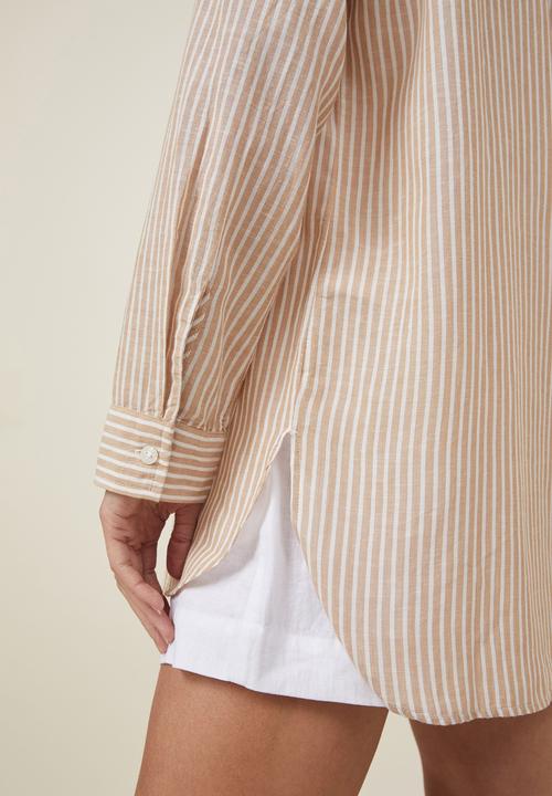 Cotton On - Airley stripe shirt - brown/white stripe