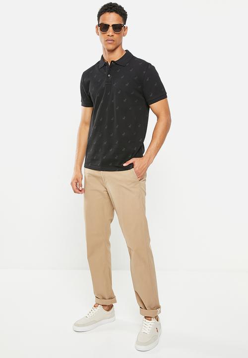 POLO - Men monogram aop golfer - black