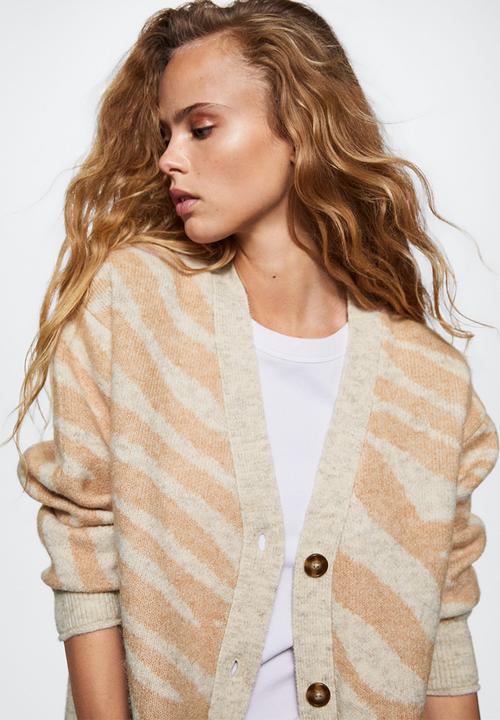 MANGO - Cardigan zebry - light pastel brown