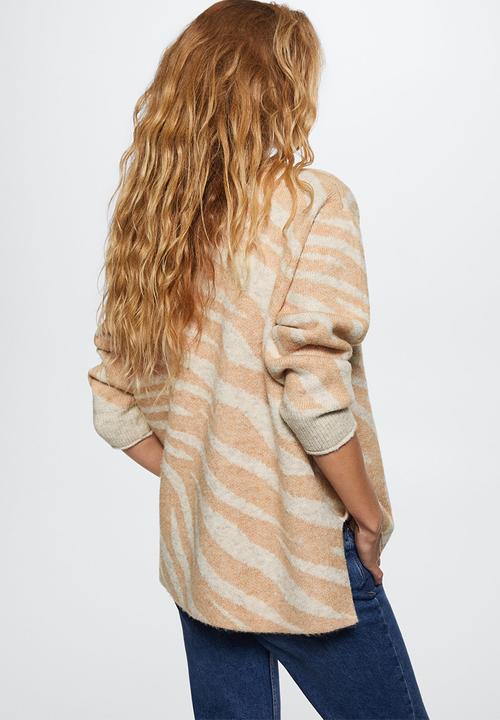 MANGO - Cardigan zebry - light pastel brown