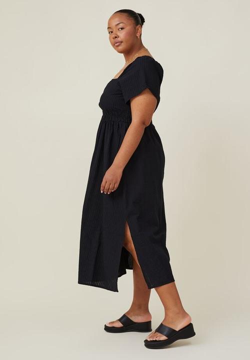Cotton On - Curve harley full sleeve midi dress - black