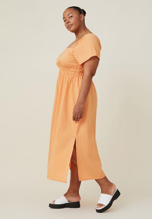 Cotton On - Curve harley full sleeve midi dress - soft orange 