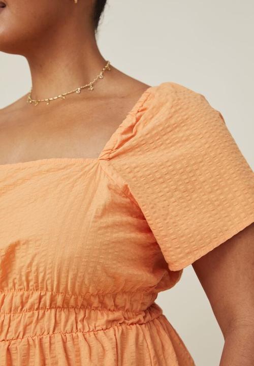 Cotton On - Curve harley full sleeve midi dress - soft orange 