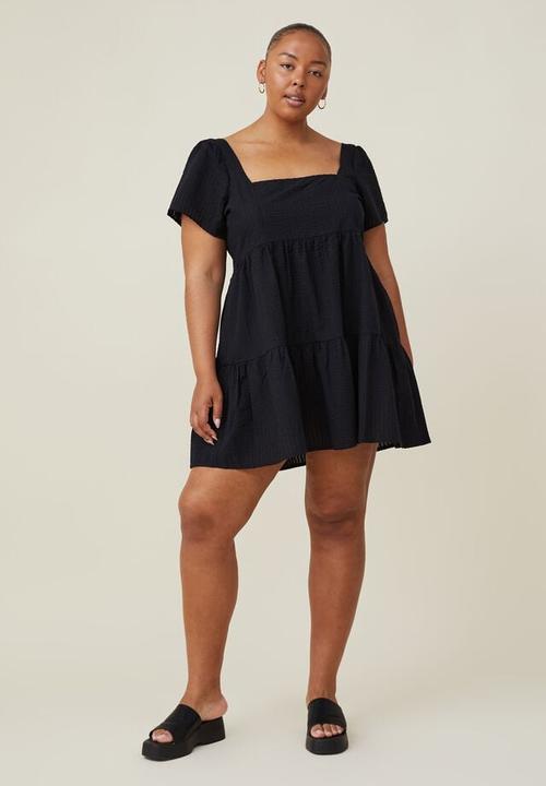 Cotton On - Curve harley full sleeve mini dress - black