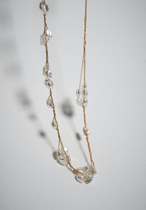 MANGO - Pearl chain choker - gold