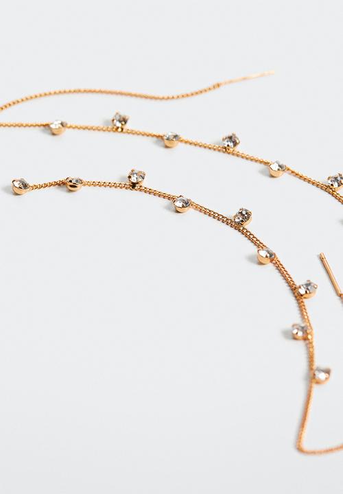 MANGO - Long crystal earrings - gold