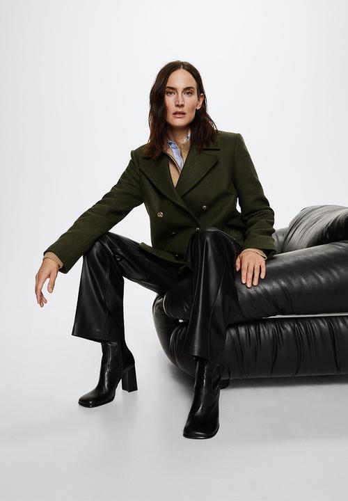 MANGO - Coat bombon - khaki