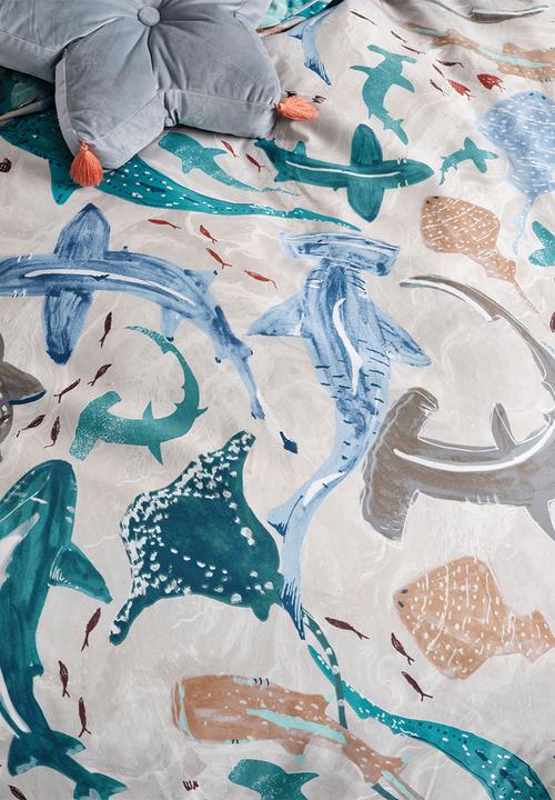 Linen House - Shark school duvet cover set - aqua