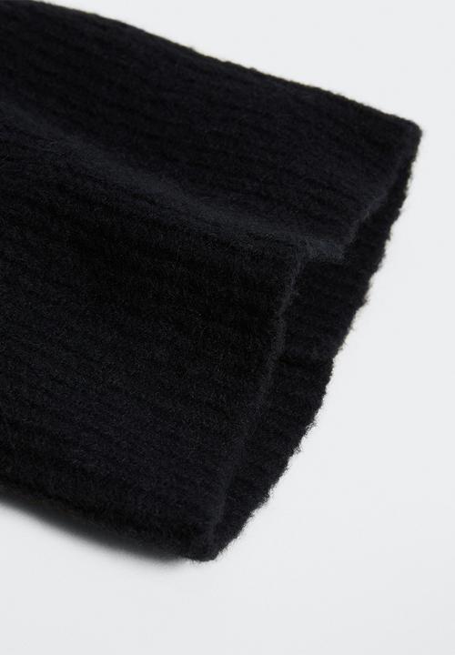 MANGO - Ribbed beanie - black