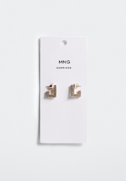 MANGO - Rhinestone crystal earring - gold