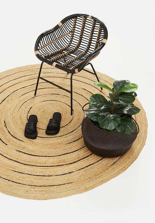Sixth Floor - Striped round jute rug - natural