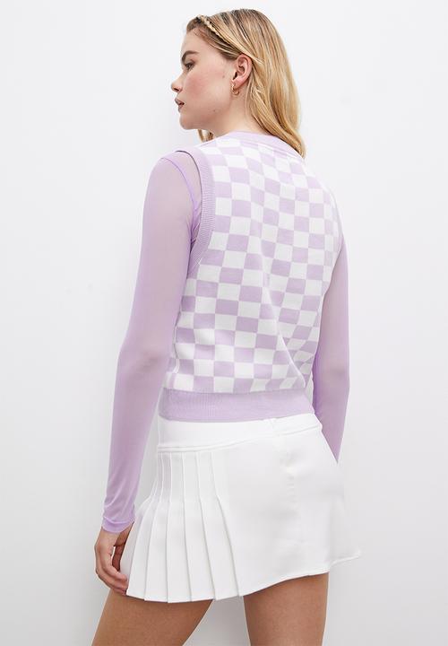 Blake - Check knitwear vest - lilac