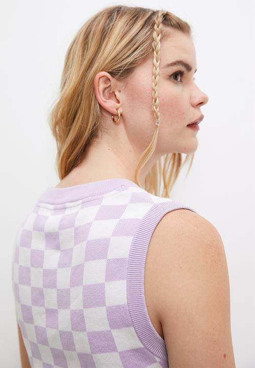 Blake - Check knitwear vest - lilac