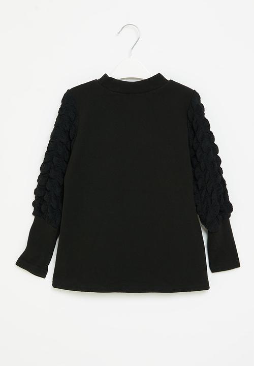 Pop Candy - Girls puff sleeve top - black