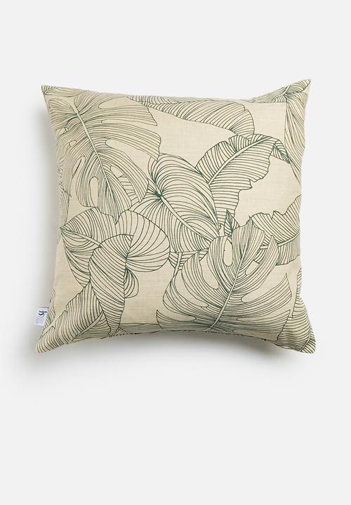 Sixth Floor - Eldy cushion cover- neutral & green 