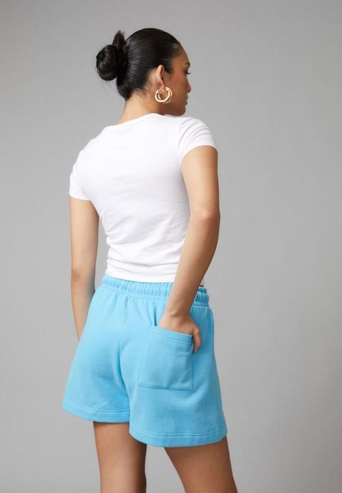 Factorie - Boxy fleece short - aquarius blue