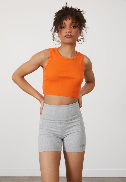 Factorie - Cheeky high waisted printed bike short - grey marle/unbroken