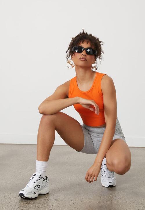 Factorie - Cheeky high waisted printed bike short - grey marle/unbroken