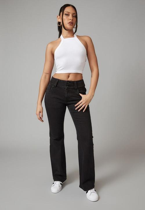 Factorie - Denim y2k kick flare - washed black