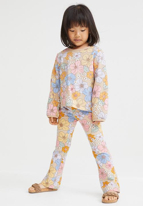 H&M - Flared leggings - beige/floral