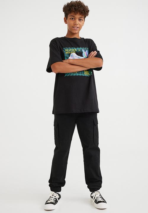H&M - Cotton T-shirt - black/game controller