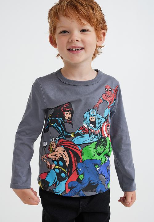 H&M - 2 Pack tops in printed cotton jersey - dark grey/marvel comics