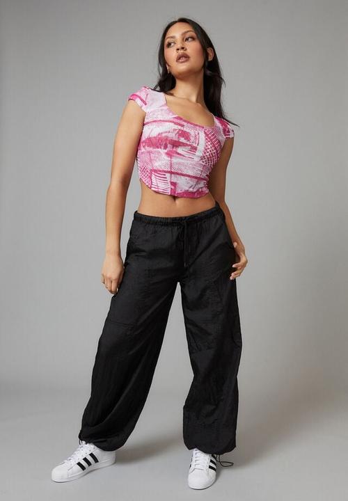Factorie - Short sleeve mesh corset - collage/raspberry rose