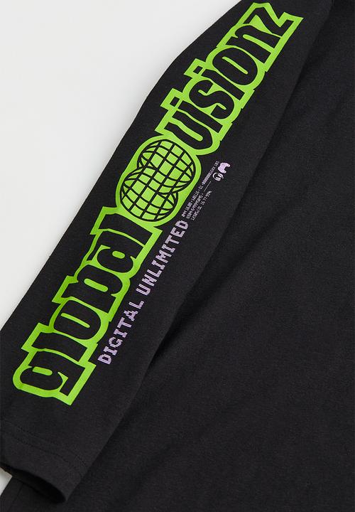 H&M - Print-motif jersey top - black/global visionz