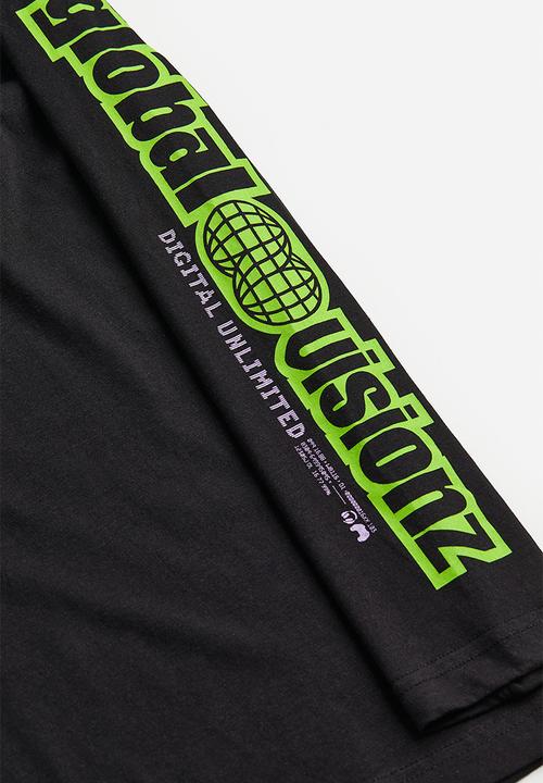 H&M - Print-motif jersey top - black/global visionz