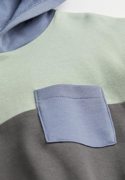 H&M - Block-coloured hoodie - light green/block-patterned