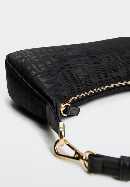 MANGO - Logo textured bag - black