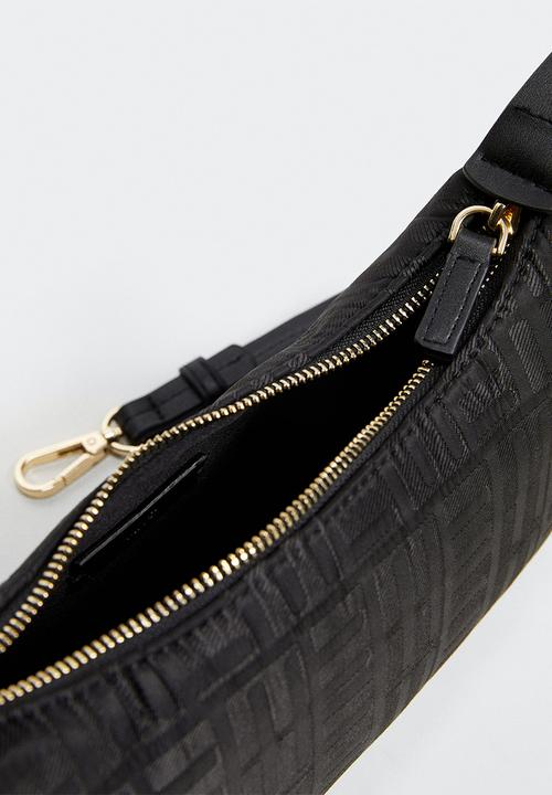 MANGO - Logo textured bag - black