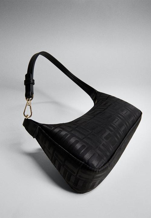 MANGO - Logo textured bag - black