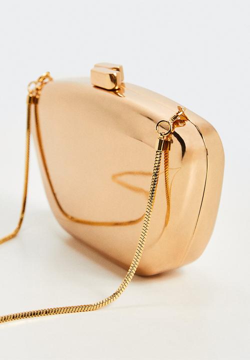 MANGO - Metallic clutch bag - gold