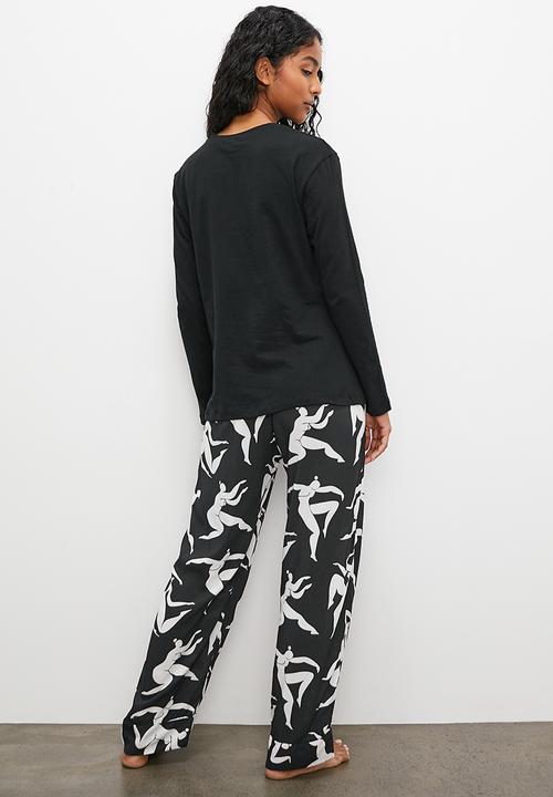 Superbalist - Long sleeve top & pants set - black & white