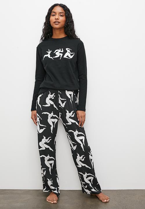 Superbalist - Long sleeve top & pants set - black & white