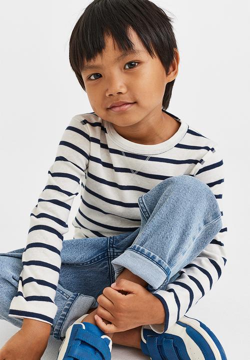 H&M - 2 Pack jersey tops - dark blue/striped