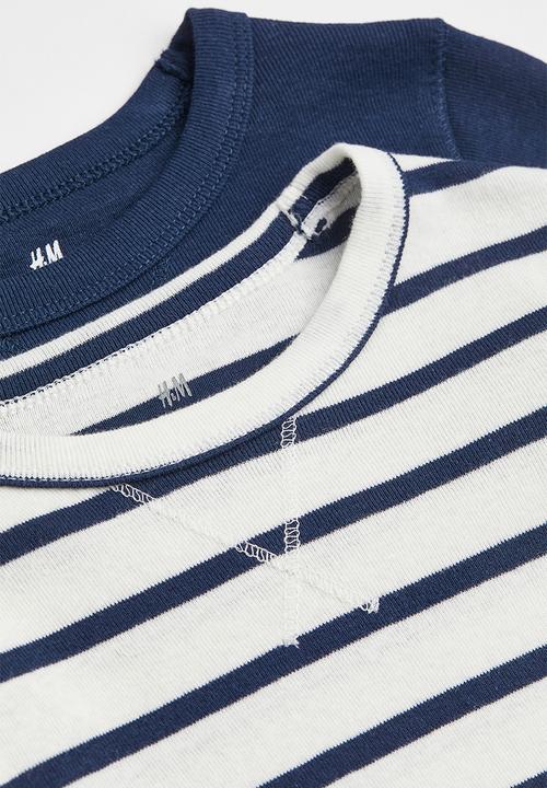 H&M - 2 Pack jersey tops - dark blue/striped