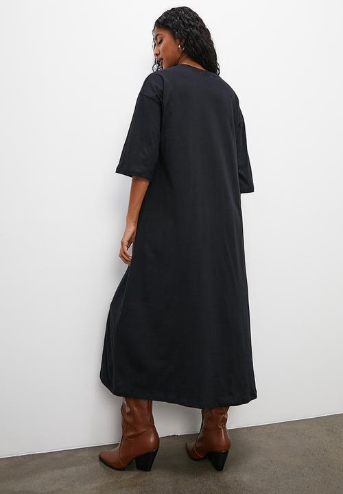 Superbalist - Midi tee dress with pockets - black