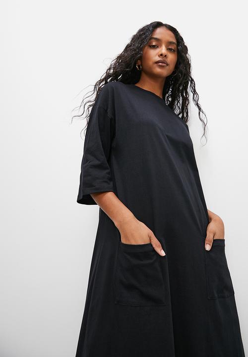 Superbalist - Midi tee dress with pockets - black