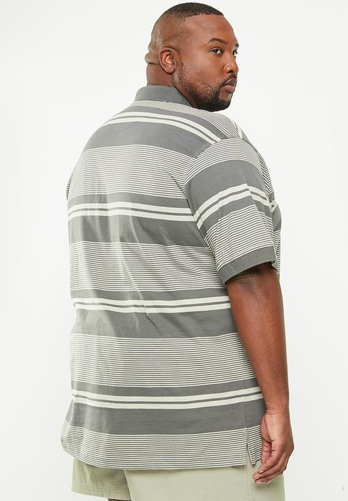JEEP - Plus yd multi stripe golfer  - olive/khaki