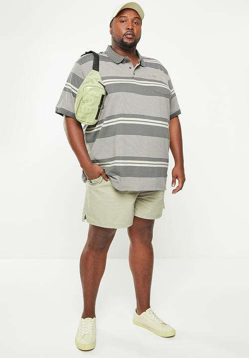 JEEP - Plus yd multi stripe golfer  - olive/khaki