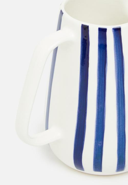 Urchin Art - Matt pitcher - blue and white