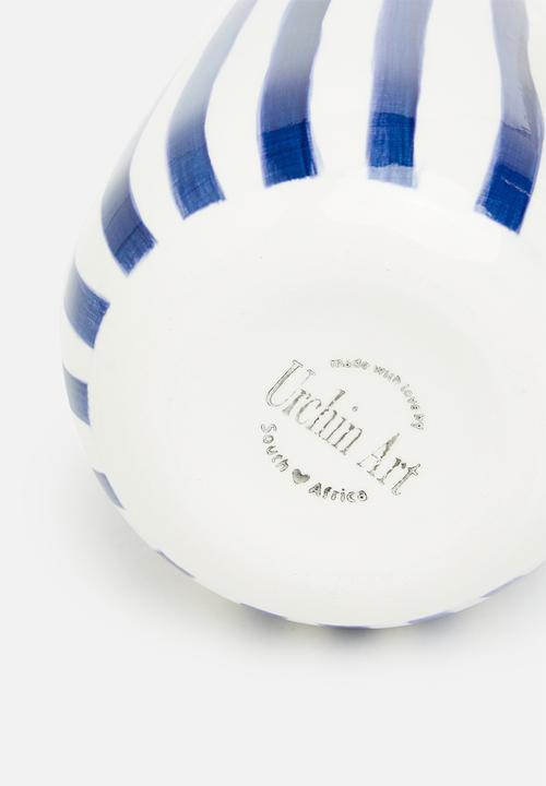 Urchin Art - Matt pitcher - blue and white