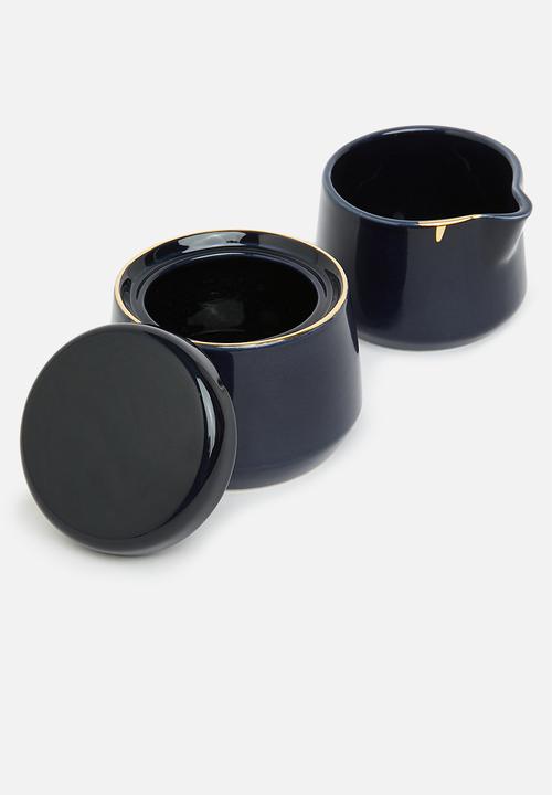 Urchin Art - Keston sugar pot and creamer  - midnight blue
