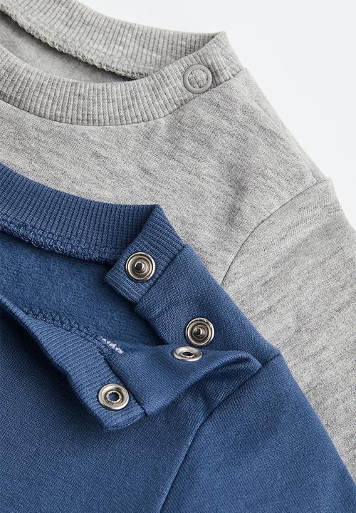 H&M - 2 Pack cotton sweatshirts - blue & light grey marl