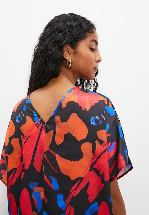 Superbalist - Printed satin kaftan dress - large scale butterfly