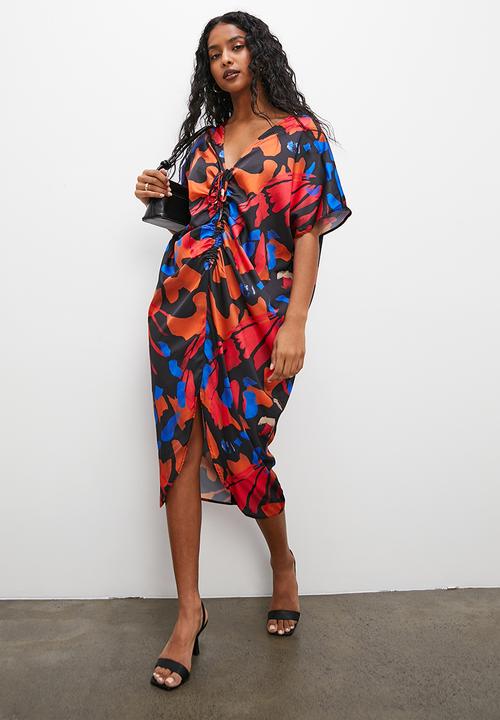 Superbalist - Printed satin kaftan dress - large scale butterfly